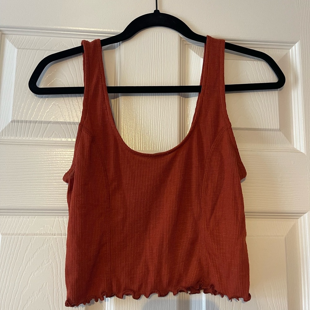 Orange crop tank top